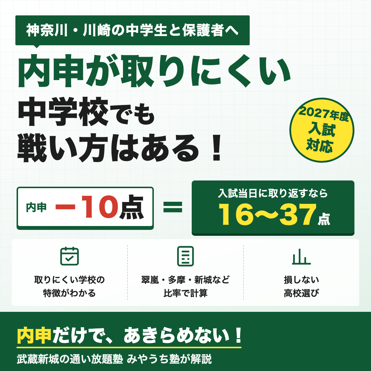 内申が取りにくい中学校でも戦える 神奈川・川崎の高校選びと対策 内申10点差は当日16〜37点で逆転